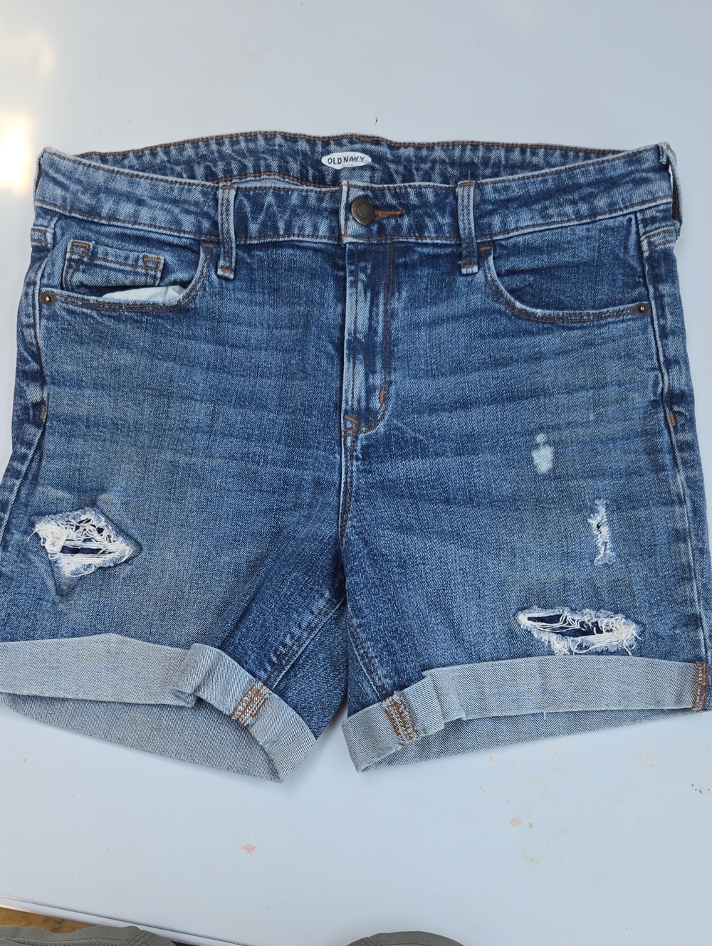 Old Navy Distressed Cuffed Denim Shorts - Blue